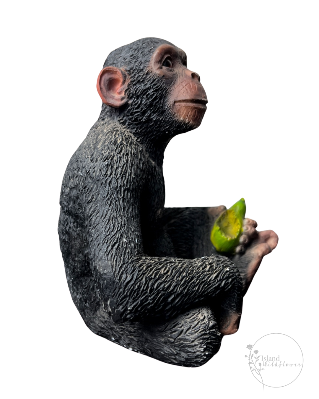 Sitting Chimpanzee Figurine with Pear