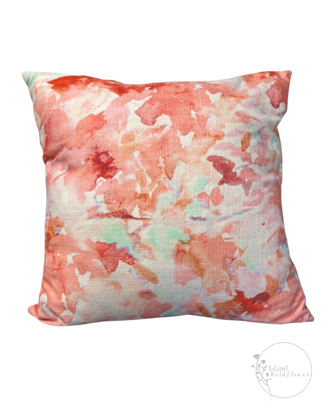 Pink Watercolor Splattered Spring Throw Pillow - 16"x16"