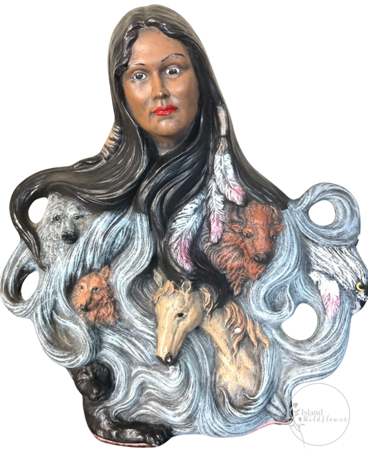 “Animal Spirit” Native American Woman Statue