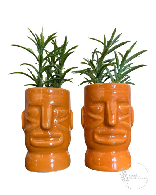 Small Orange Tiki Faux Planters