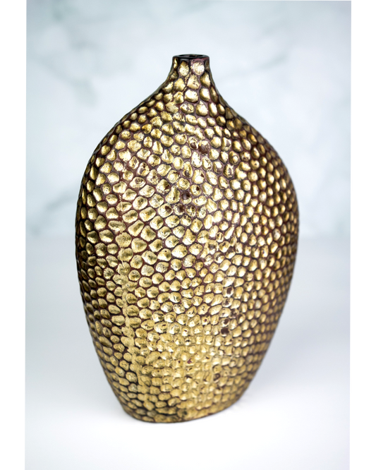 Hammered Gold Ceramic Vase