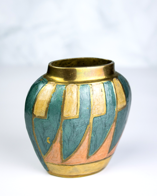 Hand-Painted Solid Brass Mini Vase
