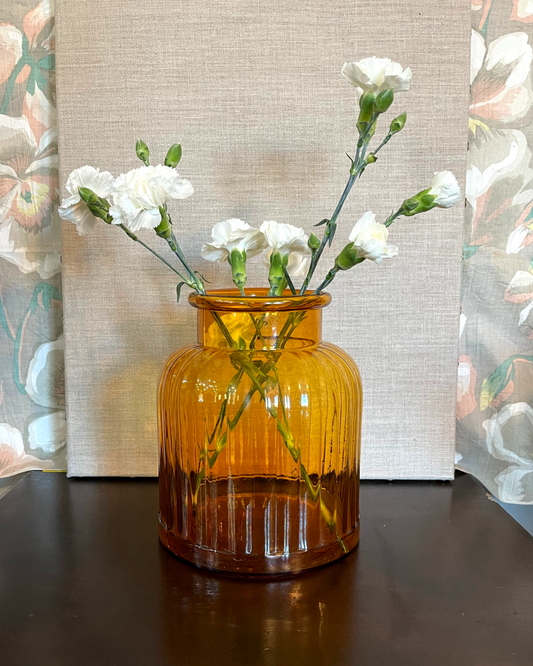 Large Amber Soft Orange Glazed Glass Vase