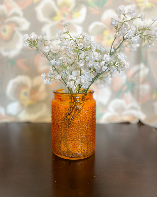 Orange Glazed Hexagonal Glass Vase