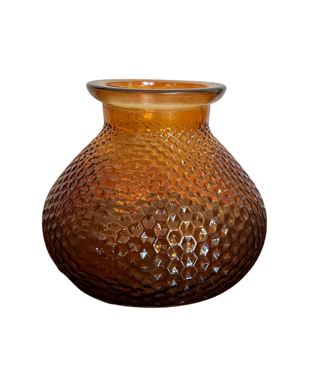 Amber Honeycomb Textured Glass Vase