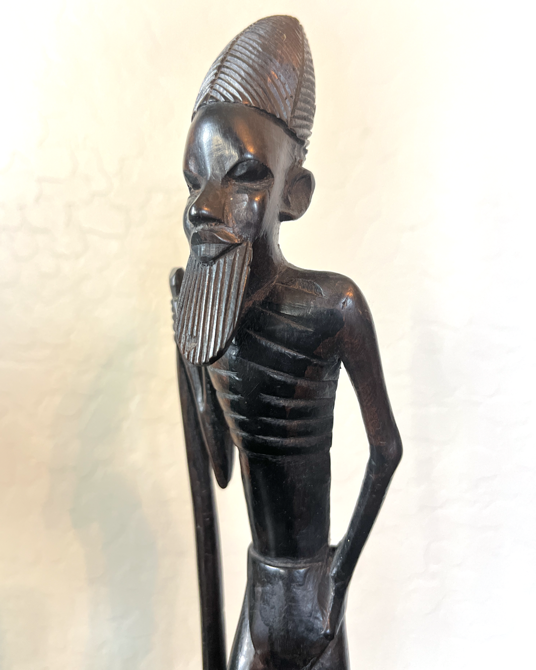 Vintage Hand Carved African Wooden Figures - Fertility Girl and Elder Man