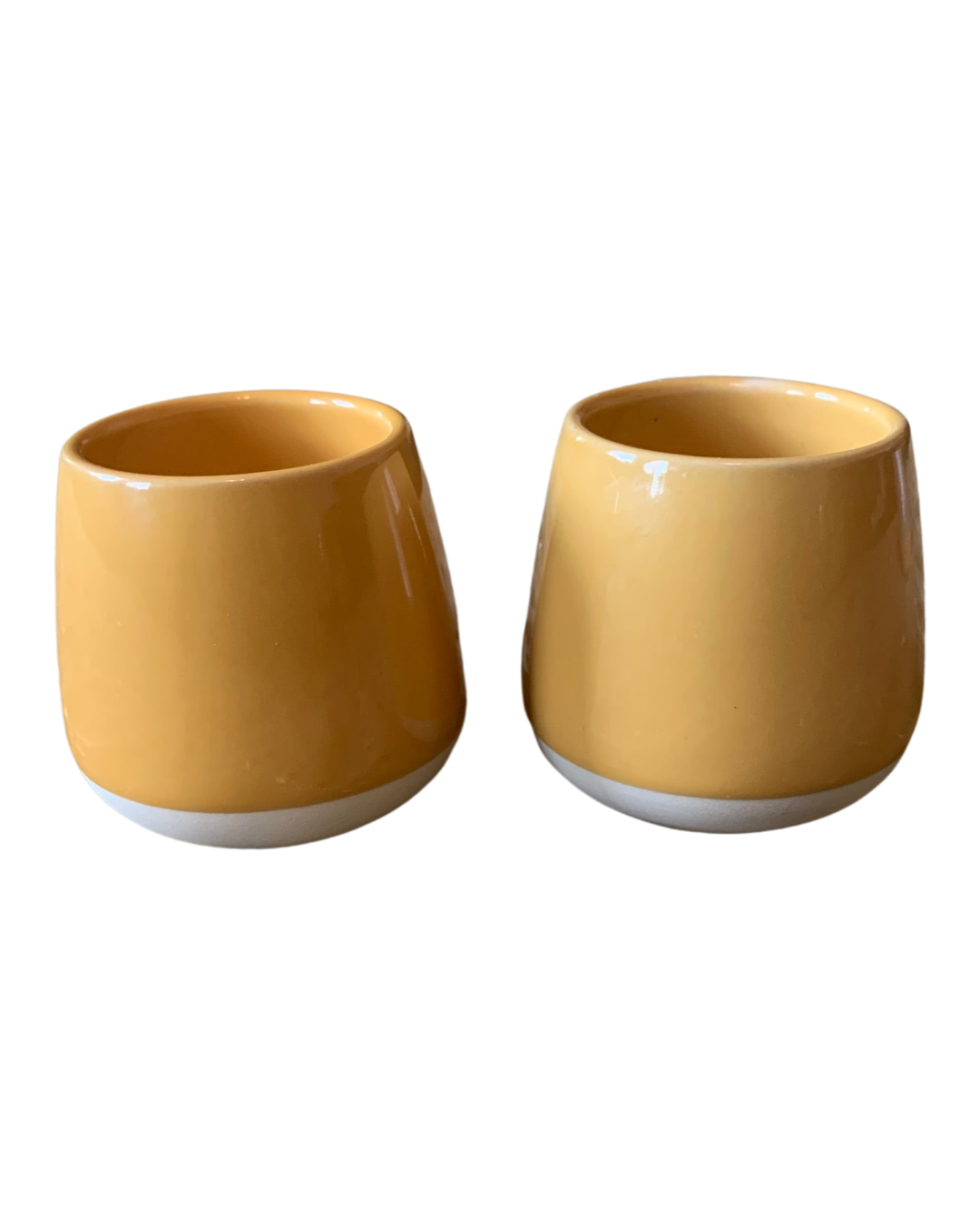 Two-Toned Ceramic Candle Set with Natural Clay Bottom, Orange or Yellow Scented Candles